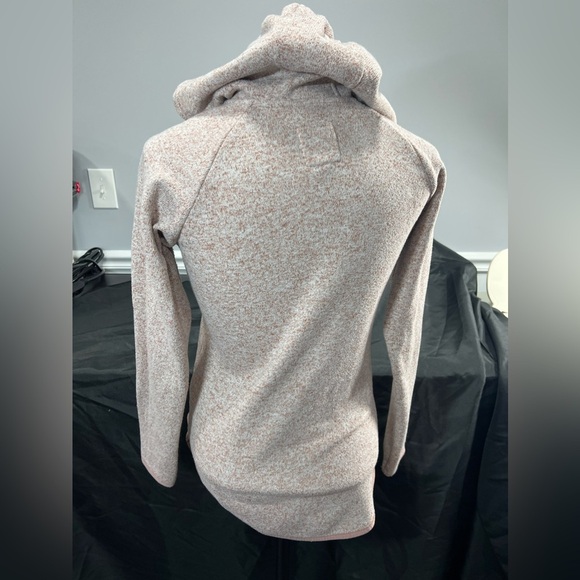 Thread + Supply 1/4 Zip Heathered Pink Drawstring Button Down Hoodie Extra Small - Picture 5 of 9